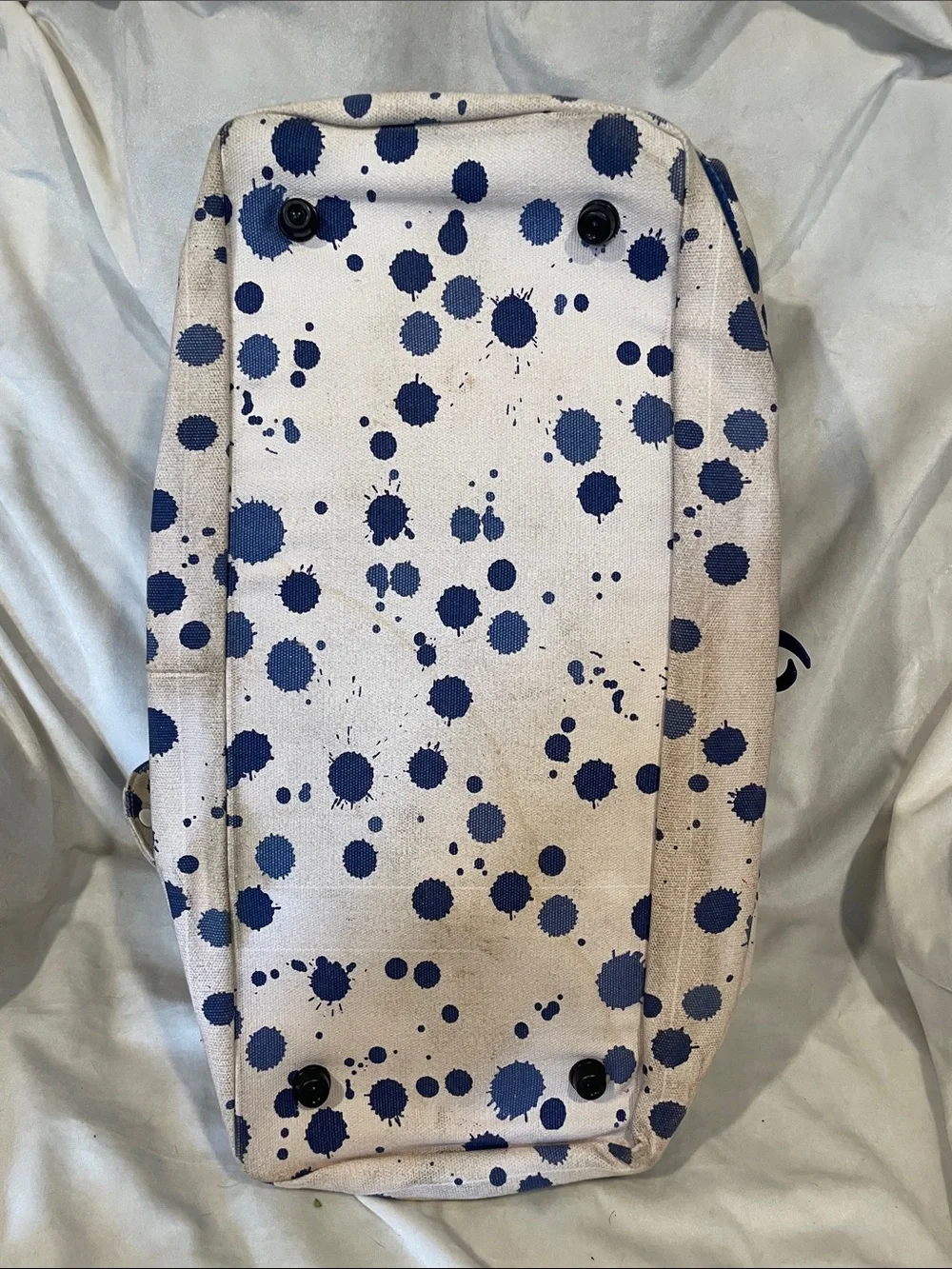 Saturday Kate Spade Weekender Canvas Splatter Duffle Bag in White and Blue B138
